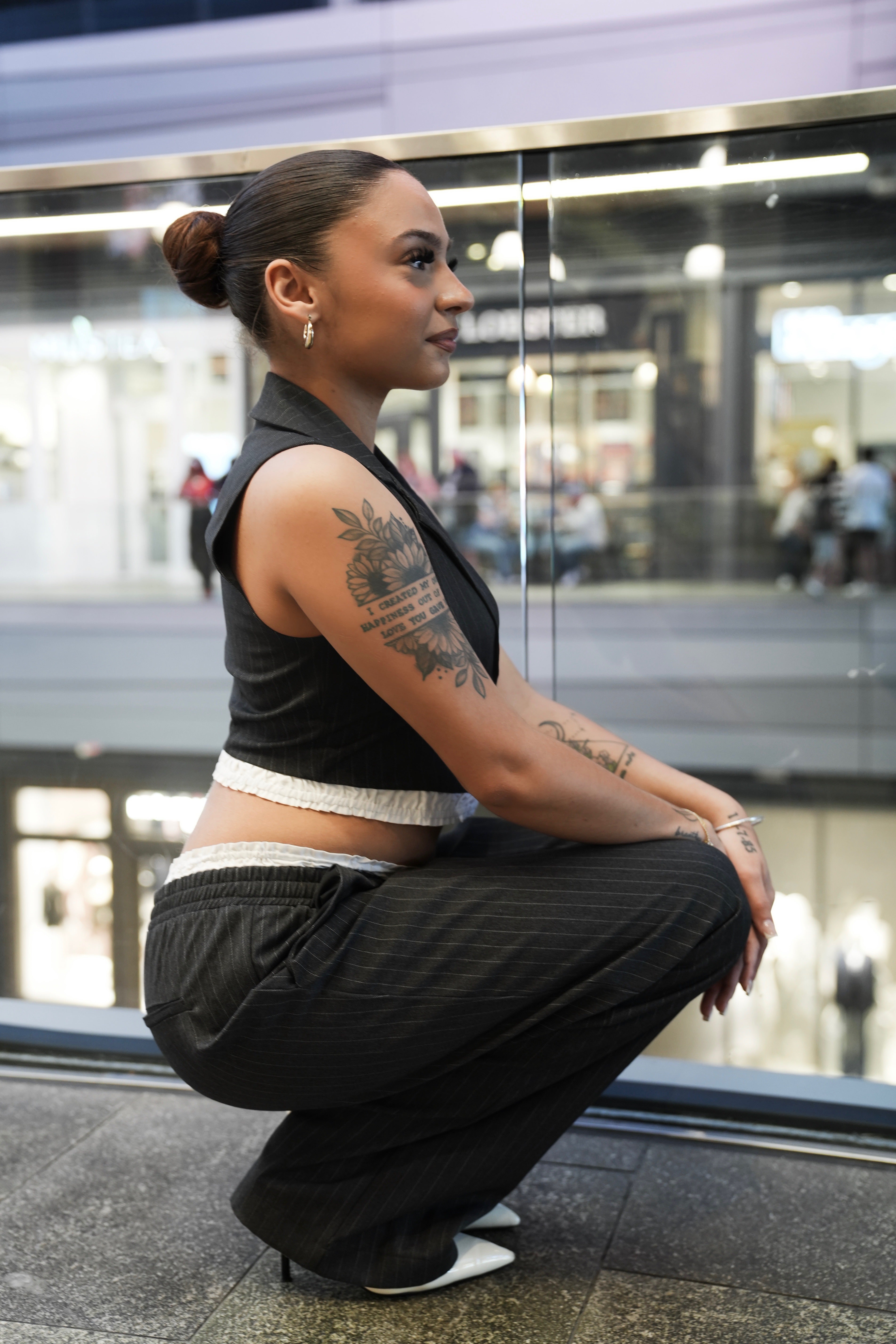 PINSTRIPED VEST JACKET AND TROUSER SET