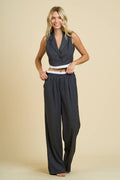 PINSTRIPED VEST JACKET AND TROUSER SET