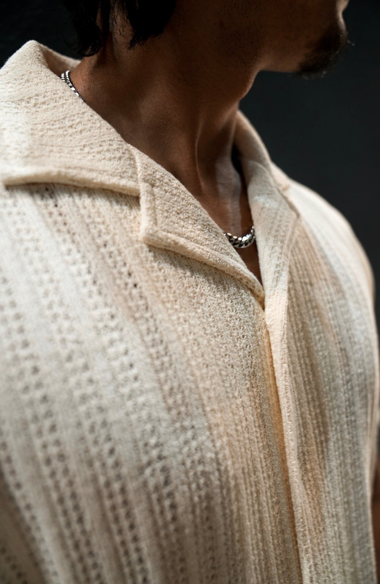 Men’s Textured Ivory Button Down