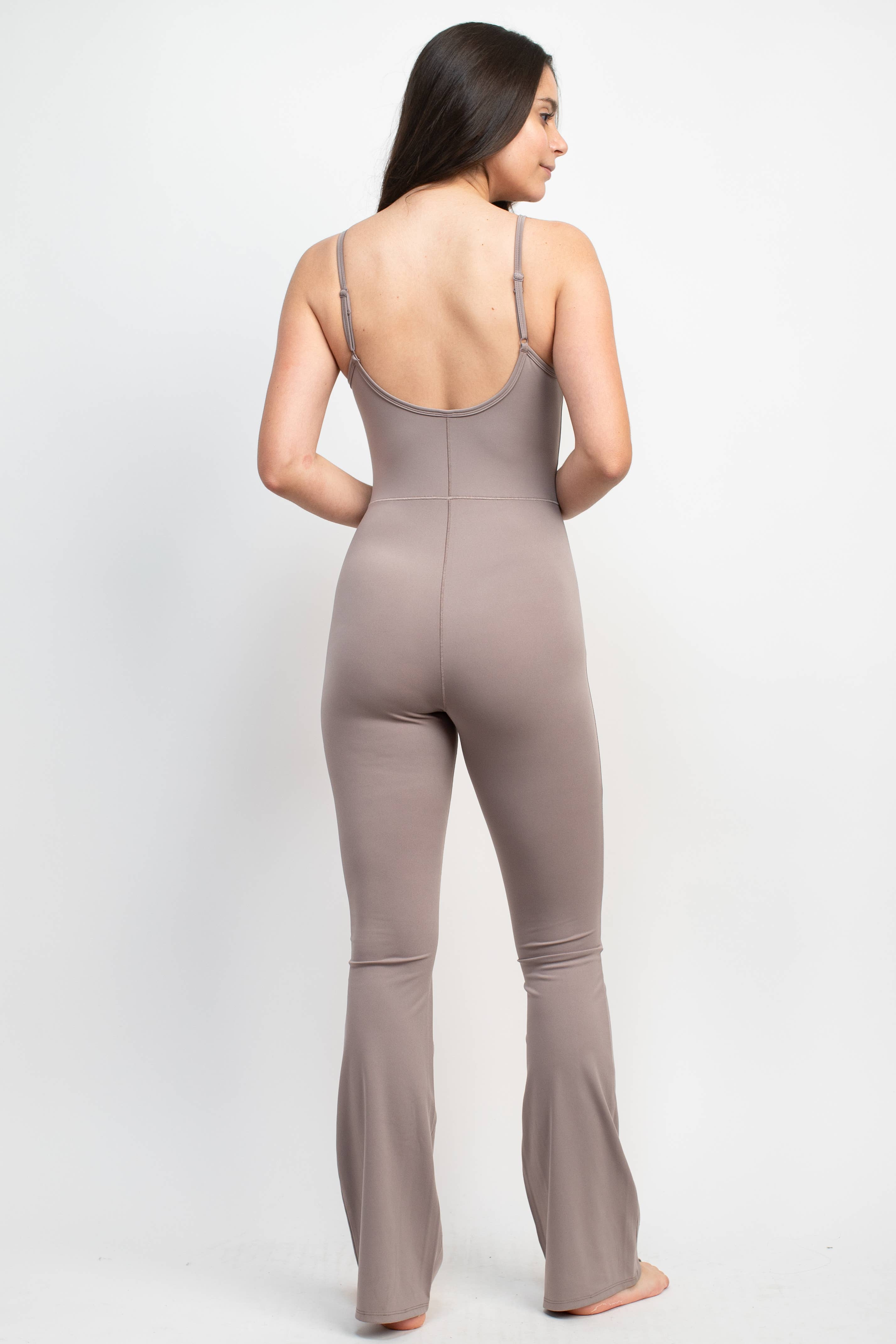 SLEEVELESS FLARE JUMPSUIT