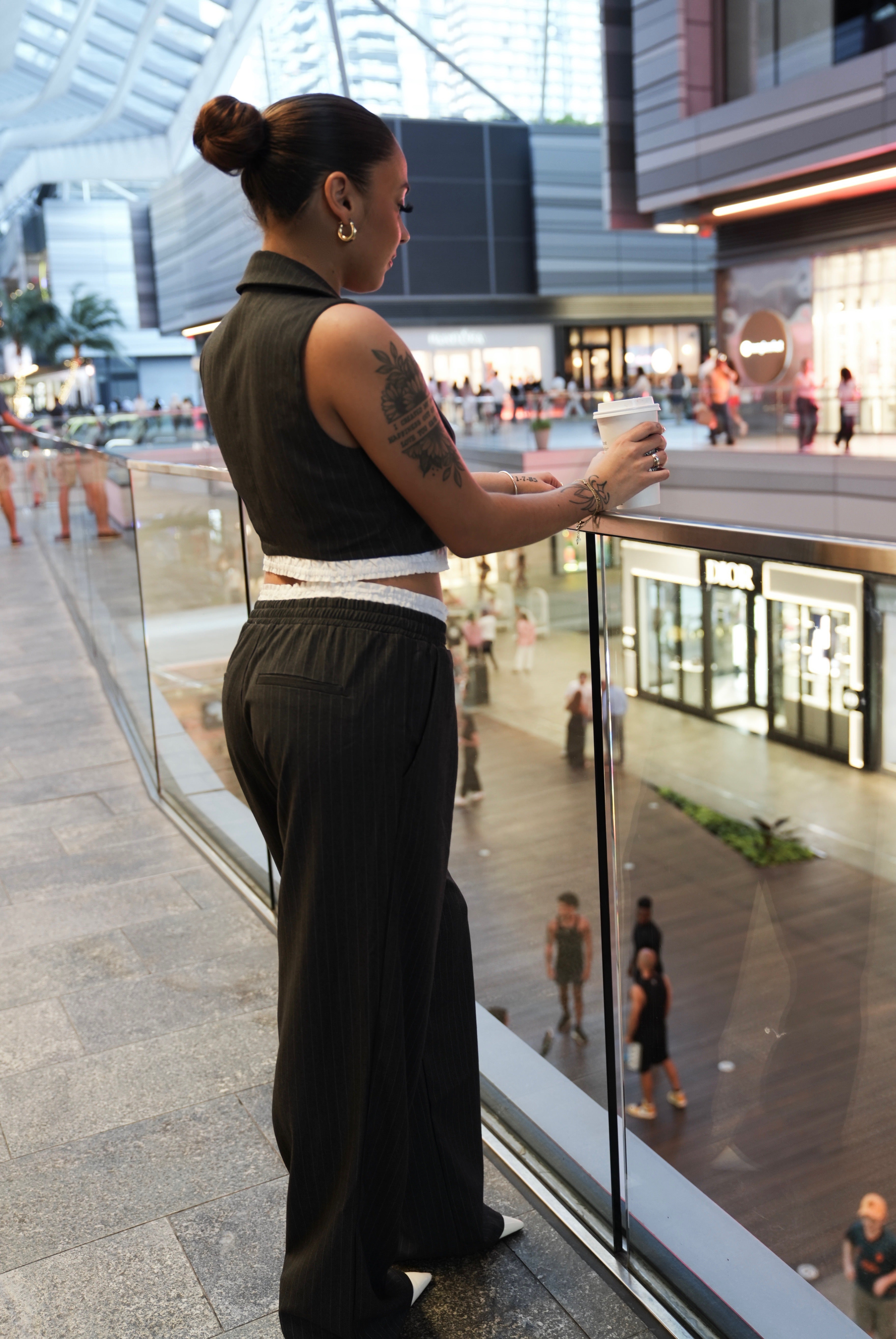 PINSTRIPED VEST JACKET AND TROUSER SET