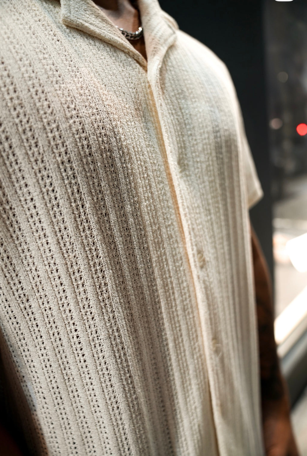 Men’s Textured Ivory Button Down