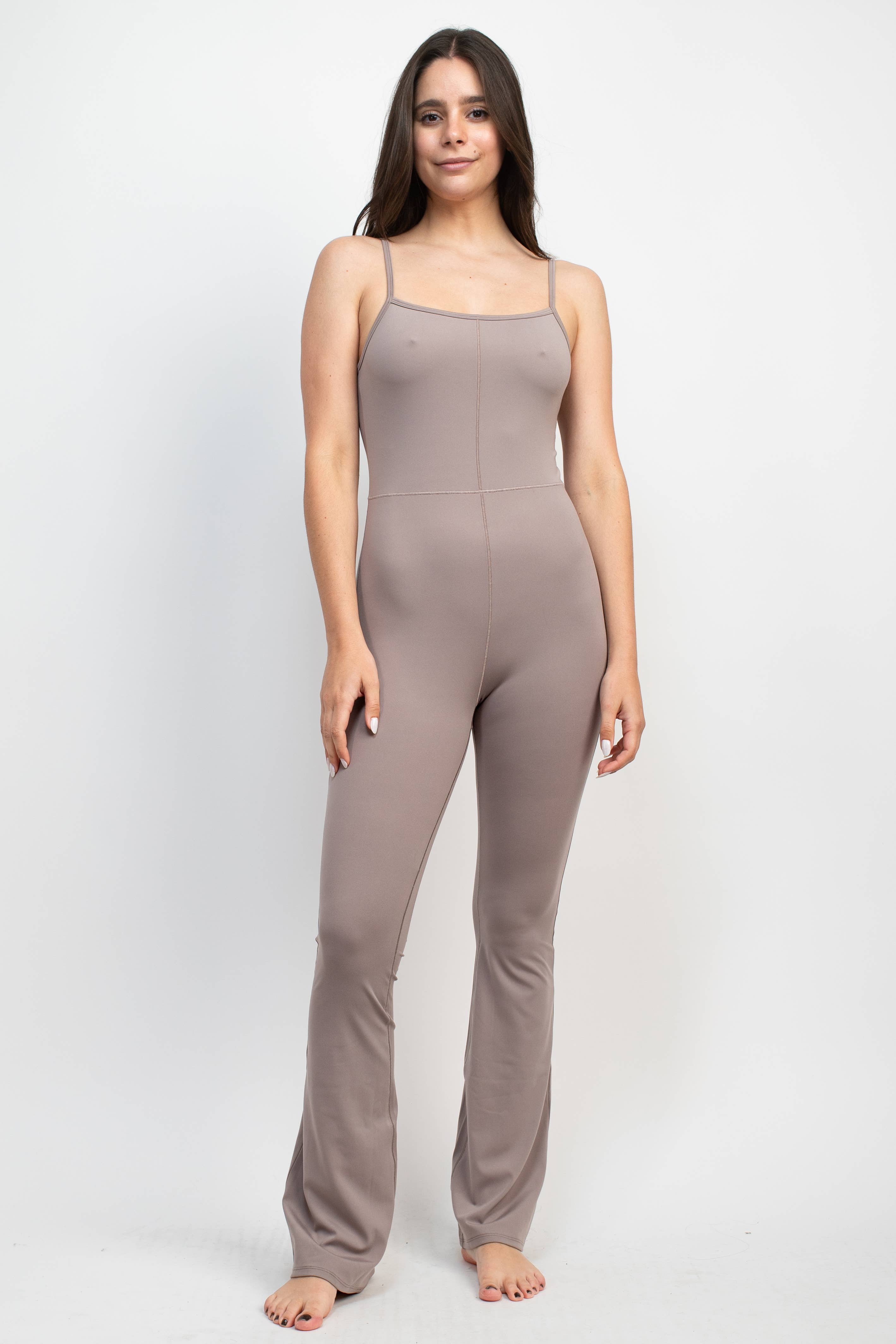 SLEEVELESS FLARE JUMPSUIT